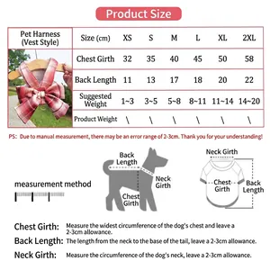 Guide des tailles pour harnais écossais pour animaux avec mesures de poitrine