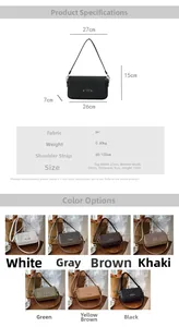 Detailed view showing dimensions and woven texture of vintage PU leather crossbody bag