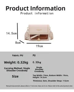 Specifiche dettagliate del sacchetto a tracolla bicolore in pelle PU con tracolla larga