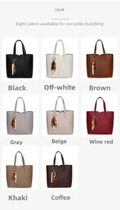 Borse tote grandi in vari colori con bordi ondulati e ciondoli con nappine