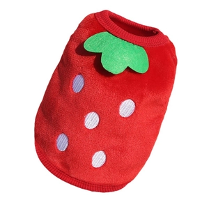 Gilet morbido in peluche per animali a forma di fragola per cani e gatti di taglia piccola