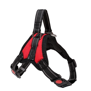 Red dog harness with top handle and reflective stitching for medium large dogs
