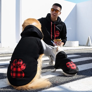 Pet Hoodie Dog Sweatshirt Polyester Buffalo Plaid Heart Paw Print Hooded Apparel For Small Medium Large Dogs Cats Casual