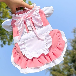 Robe rose style soubrette pour animaux avec dentelle et anneau D pour chiens et chats