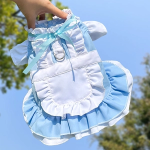 Robe Pour Animaux De Compagnie Style Servante À Volants Costume Pour Chien Avec Attache De Laisse Anneau En D En Métal Dentelle