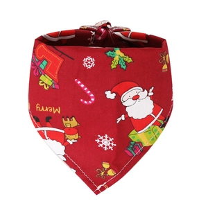 Rotes Weihnachts-Hundehalstuch mit Weihnachtsmann- und Rentier-Motiven für Haustiere