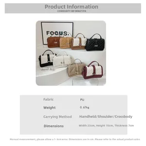 Detailed size parameters and color selection for quilted faux leather crossbody handbags
