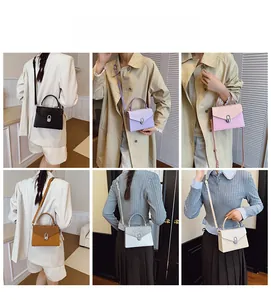 Detailed views of crossbody bags in diverse colors showing snakeskin texture and metal lock