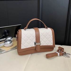 Women Quilted Crossbody Bag Elegant PU Leather Handbag Small Square Messenger Bag Removable Strap Fashion Shoulder Bag