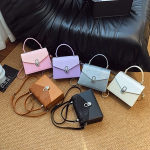 Retro luxury box handbag set with snake print details and metallic twist lock