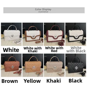 Quilted leather handbags in eight color variations featuring elegant clover metal clasps