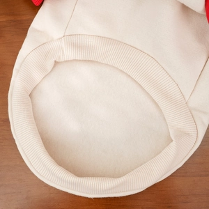 Detail shot of pet hoodie featuring soft fleece lining and ribbed cuff craftsmanship