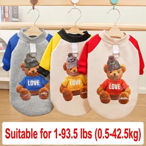 Plush pet sweatshirts with teddy bear prints and traction D-rings for dogs up to 42.5kg