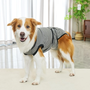 Medium large dog recovery suit striped post-surgery apparel for pets rehabilitation