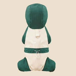 Waterproof dog winter jumpsuit with windproof hood and back D-ring for leash attachment