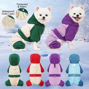 Waterproof winter pet jumpsuit for small dogs, thickened warm snowsuit in 4 colors