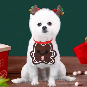 Bavaglino Natalizio per Animali Domestici Cane Gatto Asciugamano da Saliva Simpatico Renna Omino di Pan di Zenzero Babbo Natale Accessori per Costume