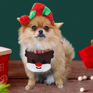 Set costume natalizio con cappello da elfo e bavaglio da renna per gatti e cani