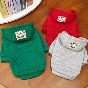 Gesteppte Haustier-Hoodies für Hunde und Katzen in Rot Grün und Grau für den Winter