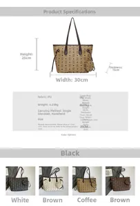 Dimensions détaillées du grand sac cabas rétro avec motif et mini pendentif