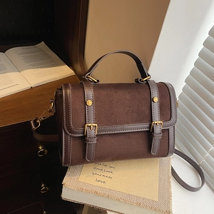 Sac À Main Vintage Mat Sac Bandoulière Pour Femme Double Boucle Style Cambridge Grande Capacité Cuir PU Rabat Poignée Supérieure