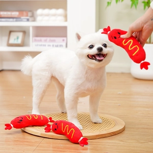 Jouet sonore en peluche pour chiens en forme de hot-dog avec broderie mignonne