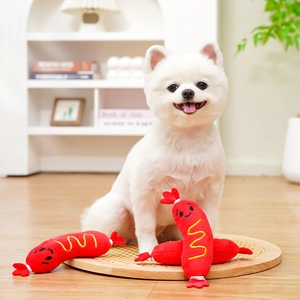 Jouet sonore en peluche pour chien avec broderie mignonne et texture douce de luxe