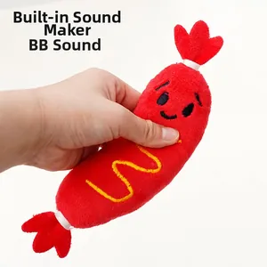 Jouet sonore en peluche pour animaux en forme de hot-dog avec sifflet interne intégré