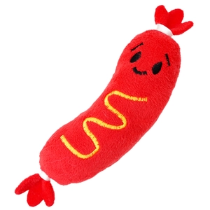 Jouet en peluche hot-dog sonore avec broderie et moutarde pour chiens et chats