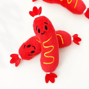 Jouet Pour Animaux En Peluche Hot Dog Avec Sifflet Interactif Pour Chiens Et Chats Forme De Saucisse Souple