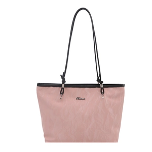 Grand sac cabas rose avec anses noires et logo métallique pour femme chic