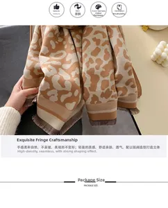 Close-up of leopard print scarf featuring soft cashmere texture and fine tassel details