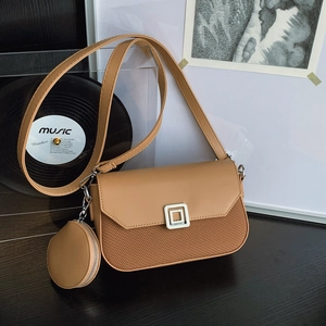 Women Patchwork Crossbody Bag Small Square Handbag And Round Coin Purse PU Leather Woven Texture Fashion Shoulder Bag