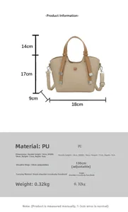 Detailed size specifications for the beige woven PU bucket bag with strap dimensions