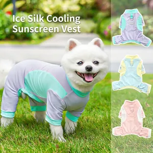 Breathable ice silk sun protection dog vest with mesh fabric and sport lettering
