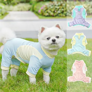 Cooling sun protection dog jumpsuit in breathable ice silk with sporty print and D-ring