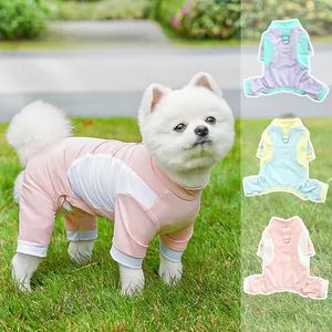 Macro detail of breathable ice silk fabric with SPORT print on dog cooling sunsuit