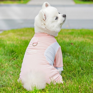 Pink breathable mesh pet sport vest with metal D-ring for leash and SPORT text logo