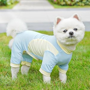 Detail of breathable ice silk mesh pet jumpsuit with cooling fabric for dogs and cats