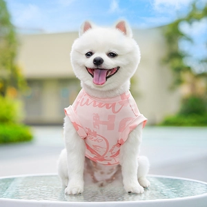 Detail of pink breathable mesh ice silk cooling vest for small dogs and cats