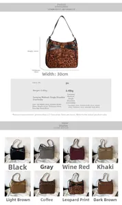 Detail view of suede bucket bag specifications showing size dimensions and various color options