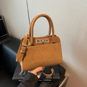 Sac Bandoulière en Daim Mat Vintage pour Femme Sac à Main Texture Rétro avec Boucle Métallique Sac à Épaule Carré Mode