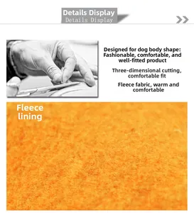Detail of warm orange fleece fabric showing soft texture and premium stitching for pets