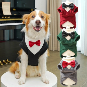Formal pet tuxedo vest for large dogs and cats in four colors with elegant bow tie detail