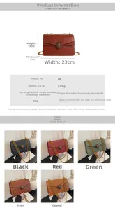 Detailed chart of crossbody bag dimensions showing litchi leather and lion logo
