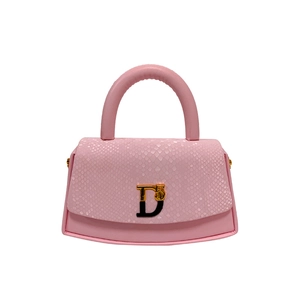 Pink luxury box handbag with snake pattern leather and gold metal D buckle