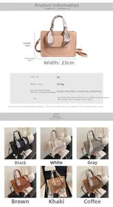 Detailed dimension chart and six-color options for lychee pattern tote bag with silk scarf
