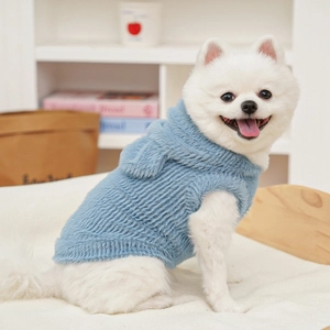 Felpa con cappuccio blu in pile finto visone con orecchie per gatti e cani piccoli