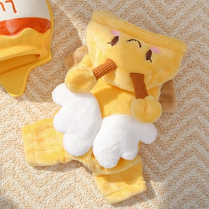Bumblebee Pet Jumpsuit Flannel Polyester Hooded Warm Fleece Lined Winter Clothing For Dogs Cats Cartoon Novelty Outfit