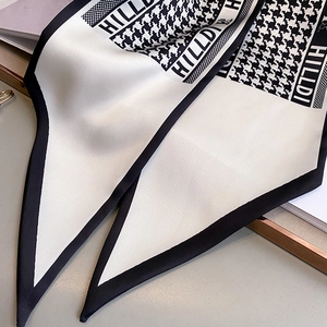 Classic black and white houndstooth fashion scarf with elegant letter print design